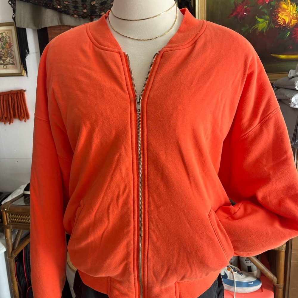 Jones New York Orange Bomber Jacket Zipper - Picture 2 of 14